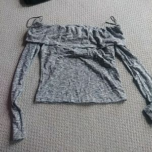 Gray off shoulder shirt
